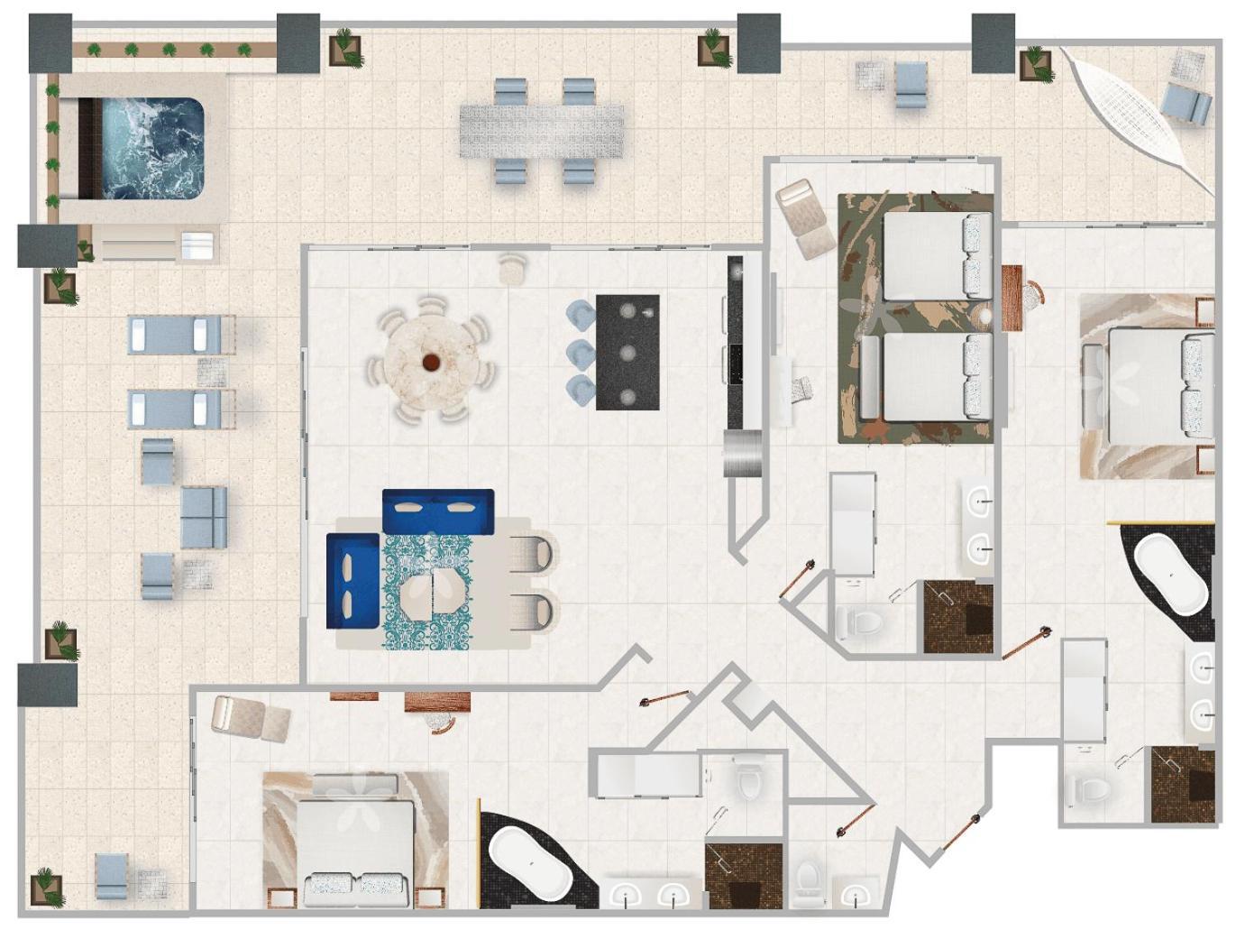 Apartment Residential Retreat 3 Bedroom Ocean Front Garza Blanca Cabos & *
